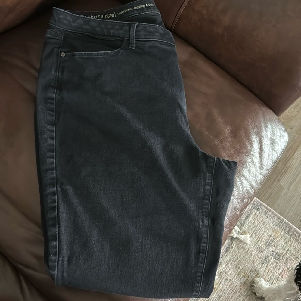 Talbots High Waist Jegging Ankle Black Jeans Plus Size